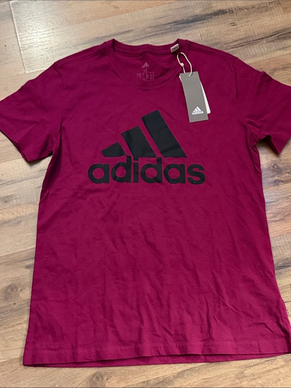 adidas Men's Short-Sleeve Logo Tee in Wine with Black Logo